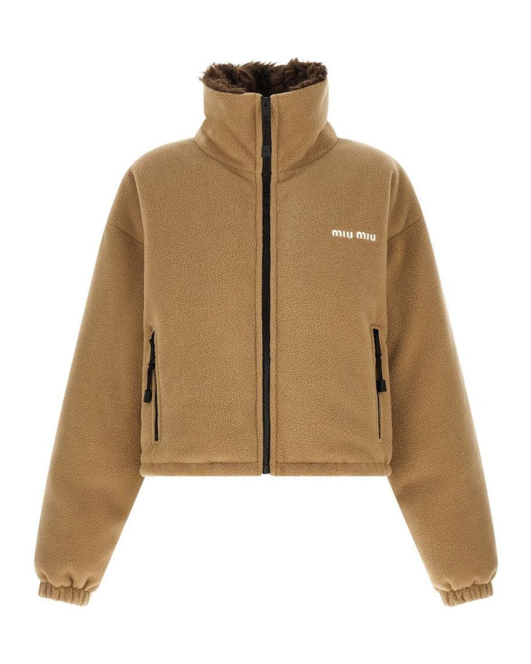 Miu Miu Natural Logo Mock Collar Jacket