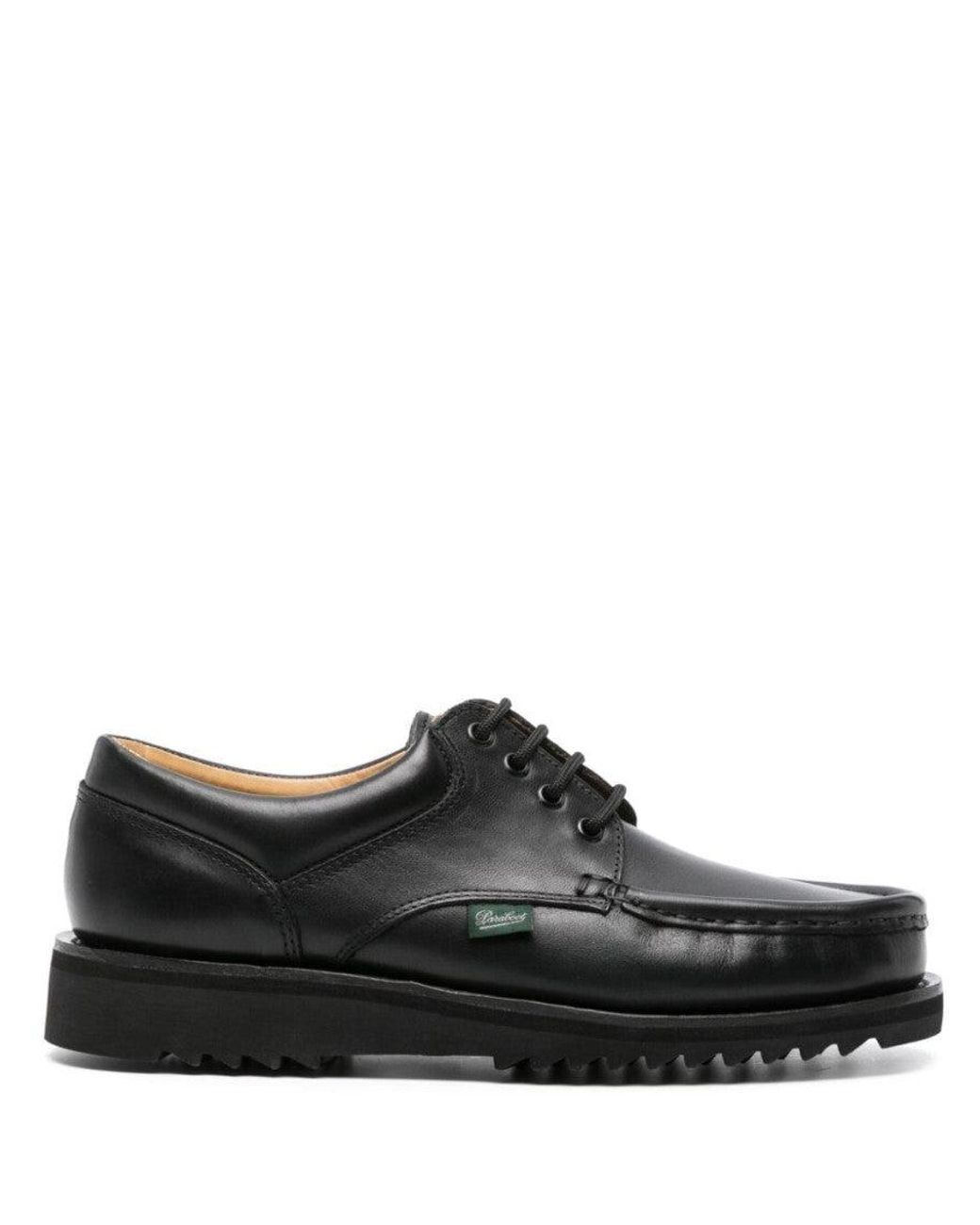 Paraboot Black Leather Lace Up Shoes for men