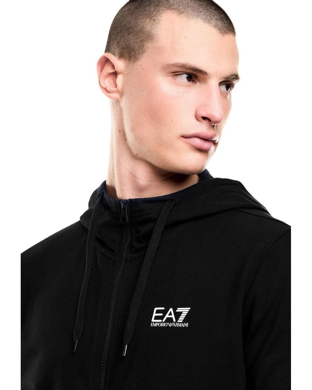 EA7 Black Regular Logo Tracksuit for men