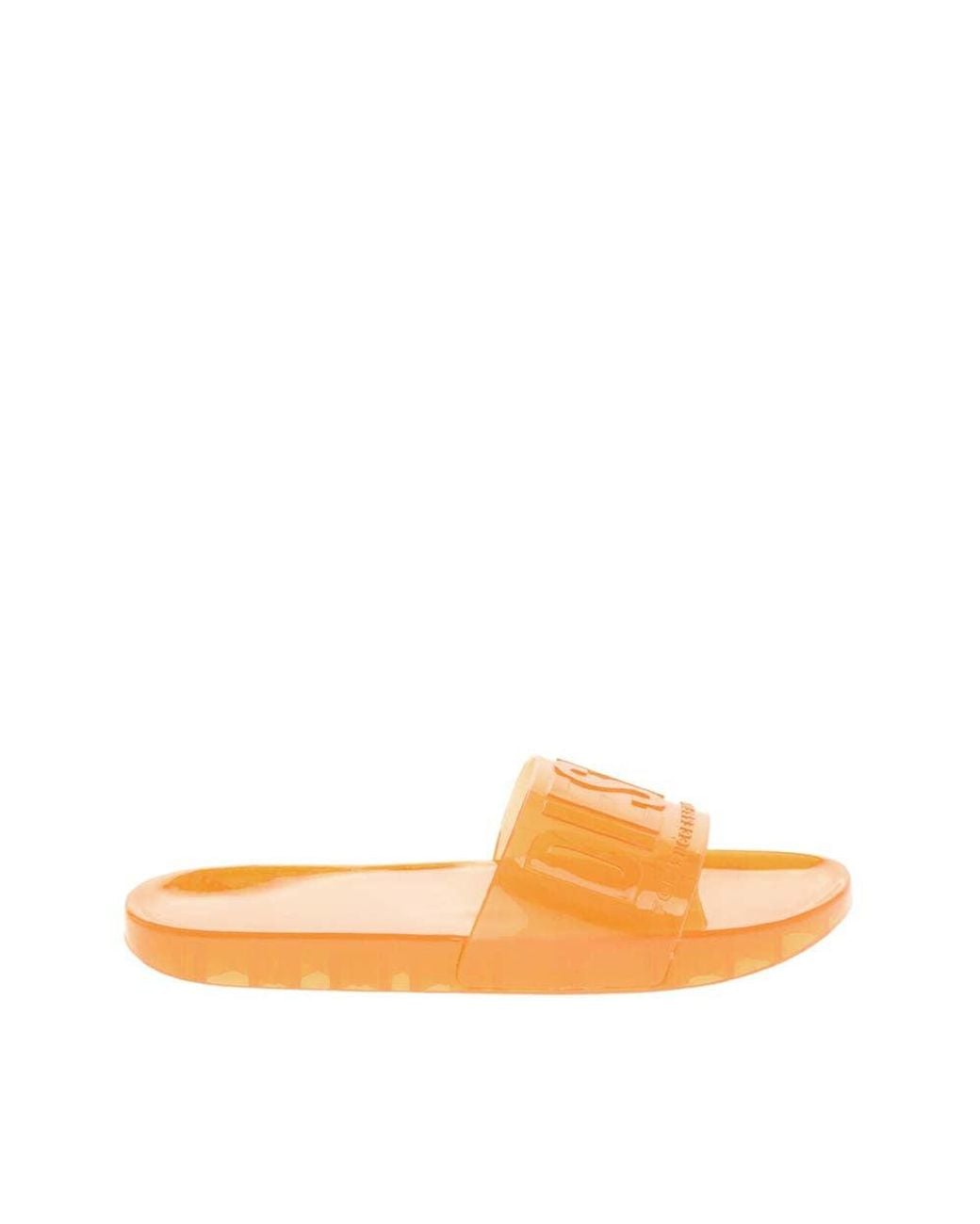 DIESEL Orange Logo Karaibi Slides for men