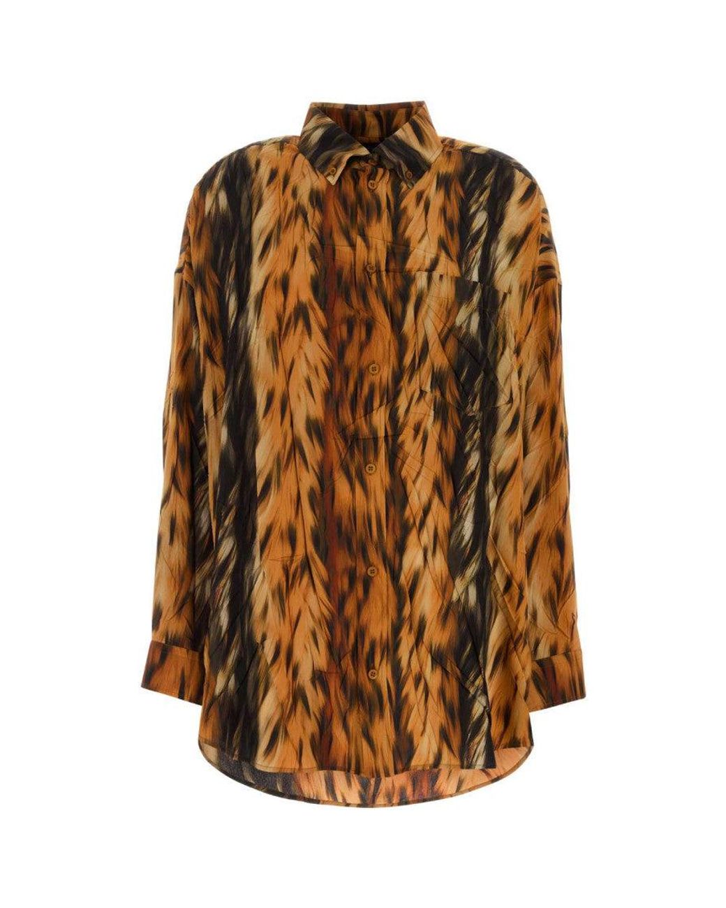 Balenciaga Brown Printed Oversize Shirt