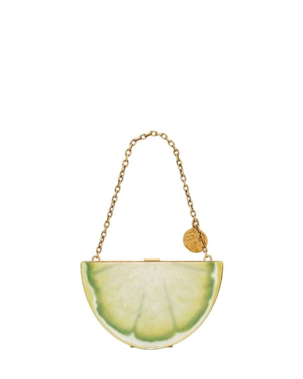 Saint Laurent Green Lemon Mini Clutch