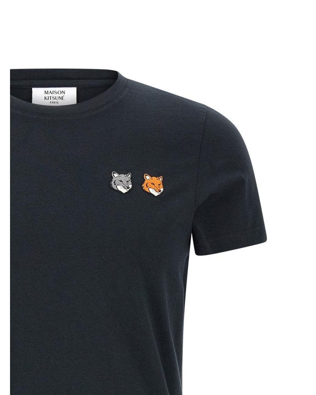 Maison Kitsuné Black Dark 'Double Fox Head' T-Shirt for men