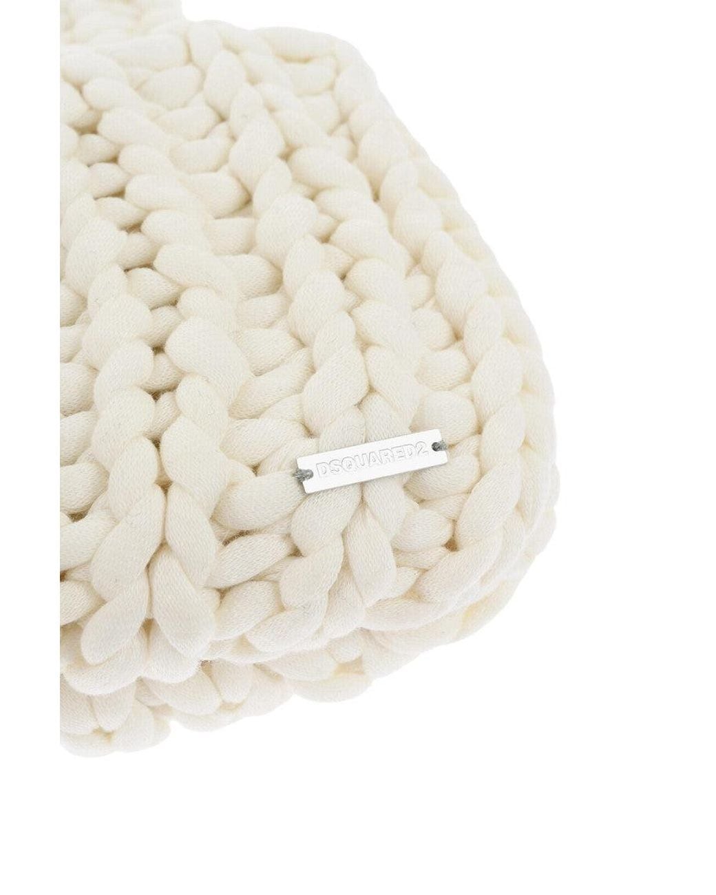 DSquared² White Knitted Beanie Cap