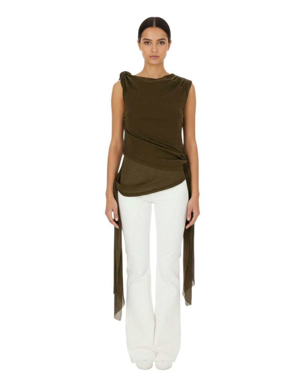 Ganni Green Boat Neck Top