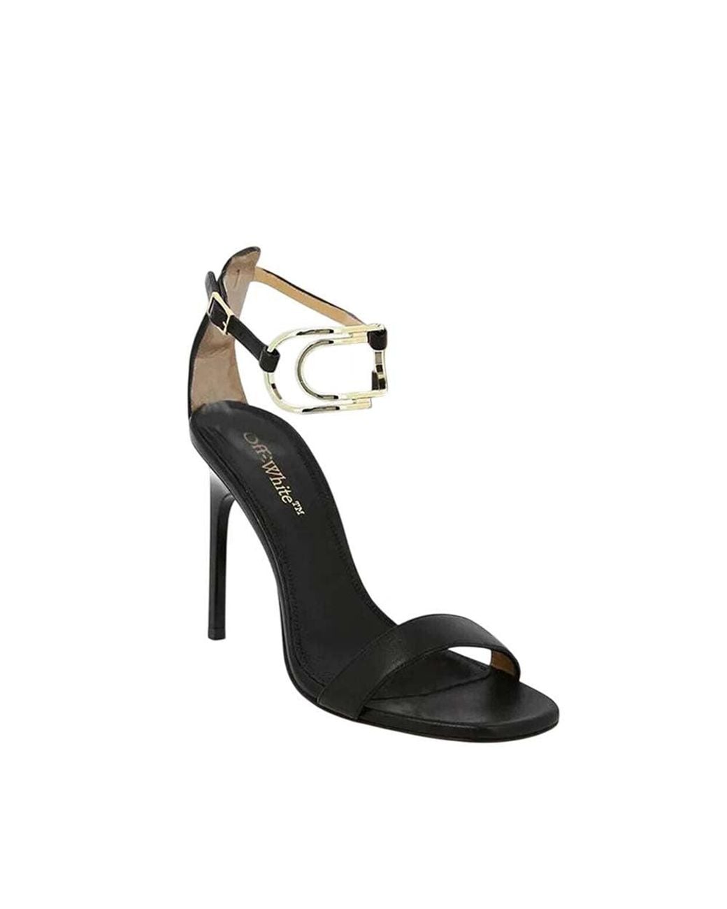 Off-White c/o Virgil Abloh Black Leather Ankle Strap Heels