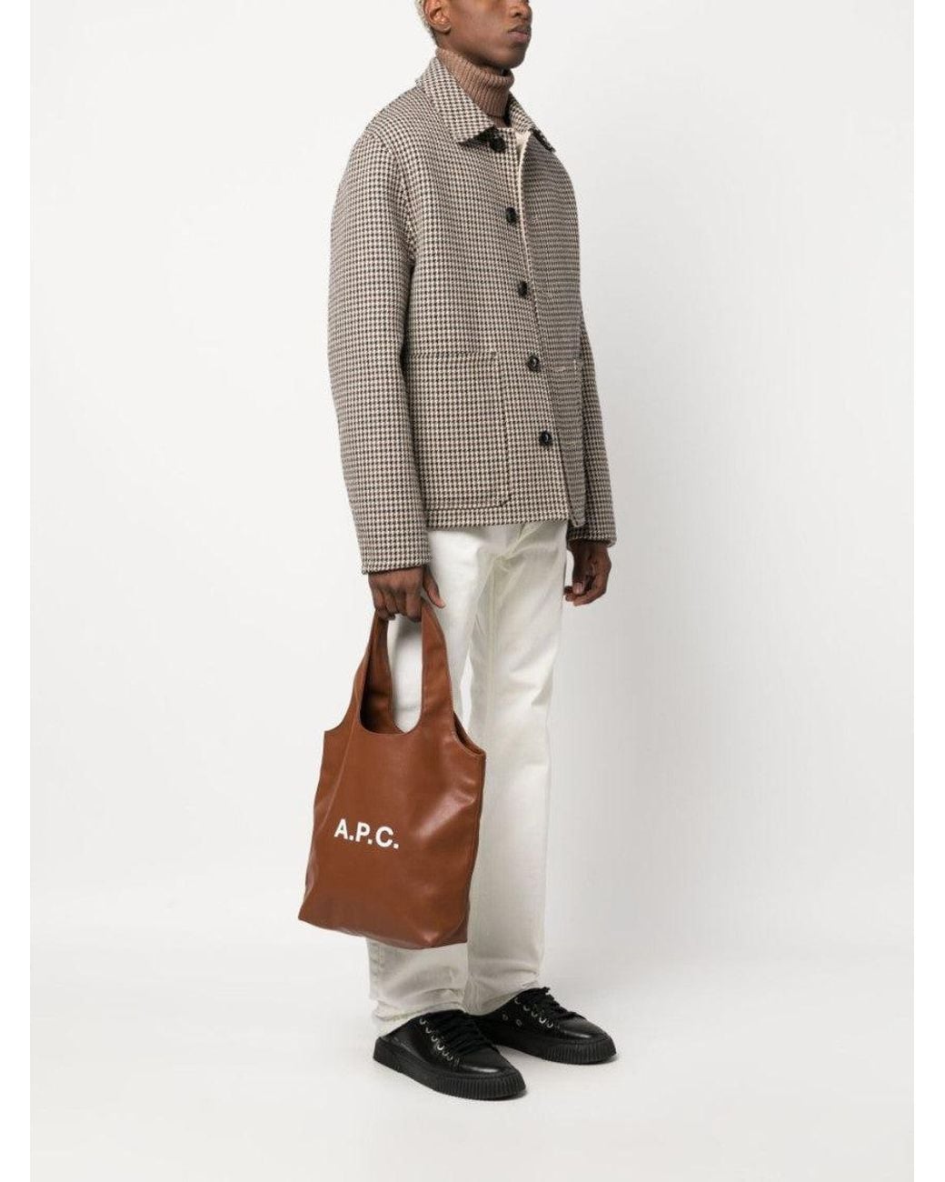 A.P.C. Brown Ninon Logo-Print Tote