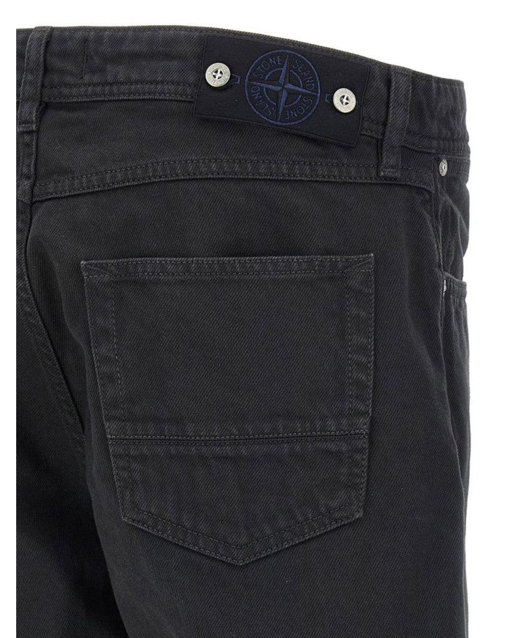 Stone Island Black Straight Mid Rise Jeans for men