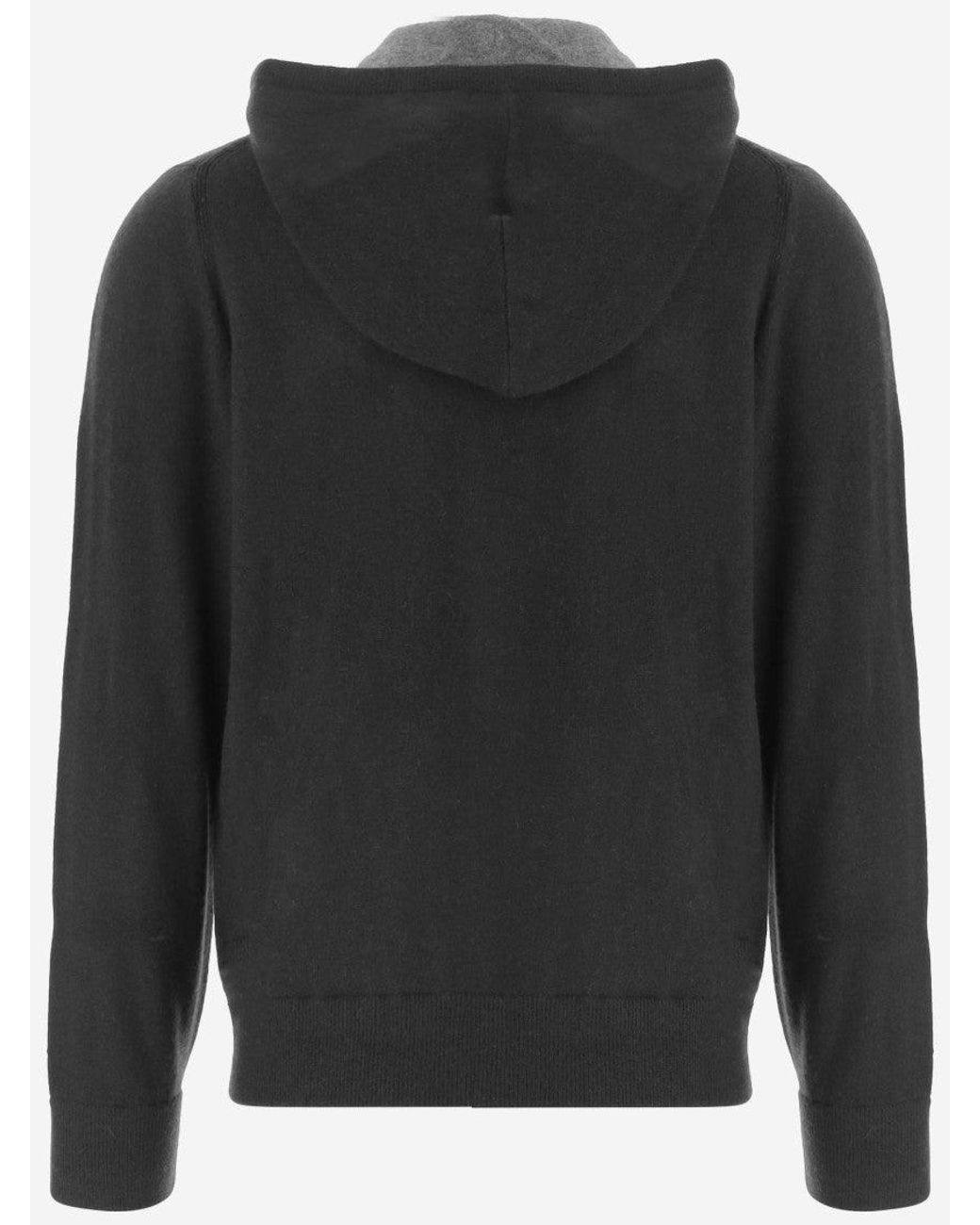 Vince Black Wool Zip-Up Hoodie for men