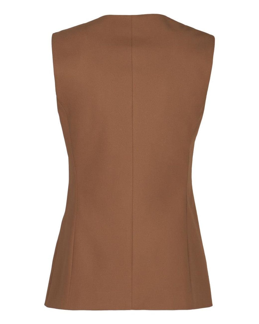 Max Mara Brown Solid V Neck Blazer