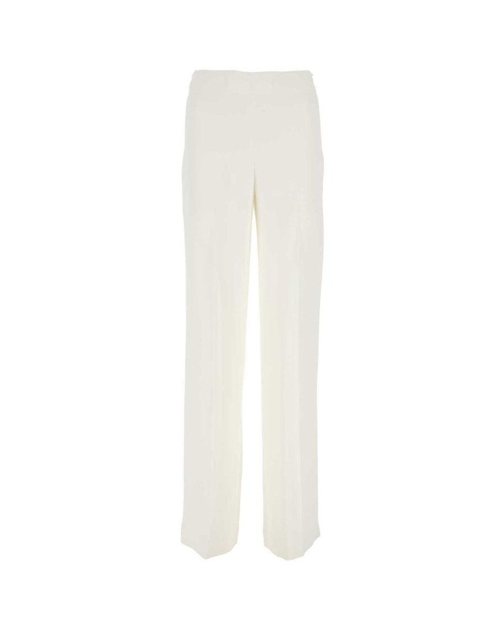 Stella McCartney White Stretch Crepe Wide-Leg Pant