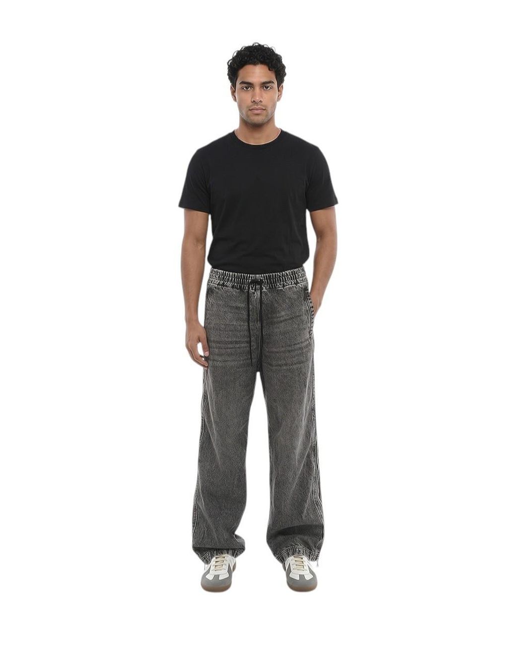 DIESEL Black Drawstring Jeans for men