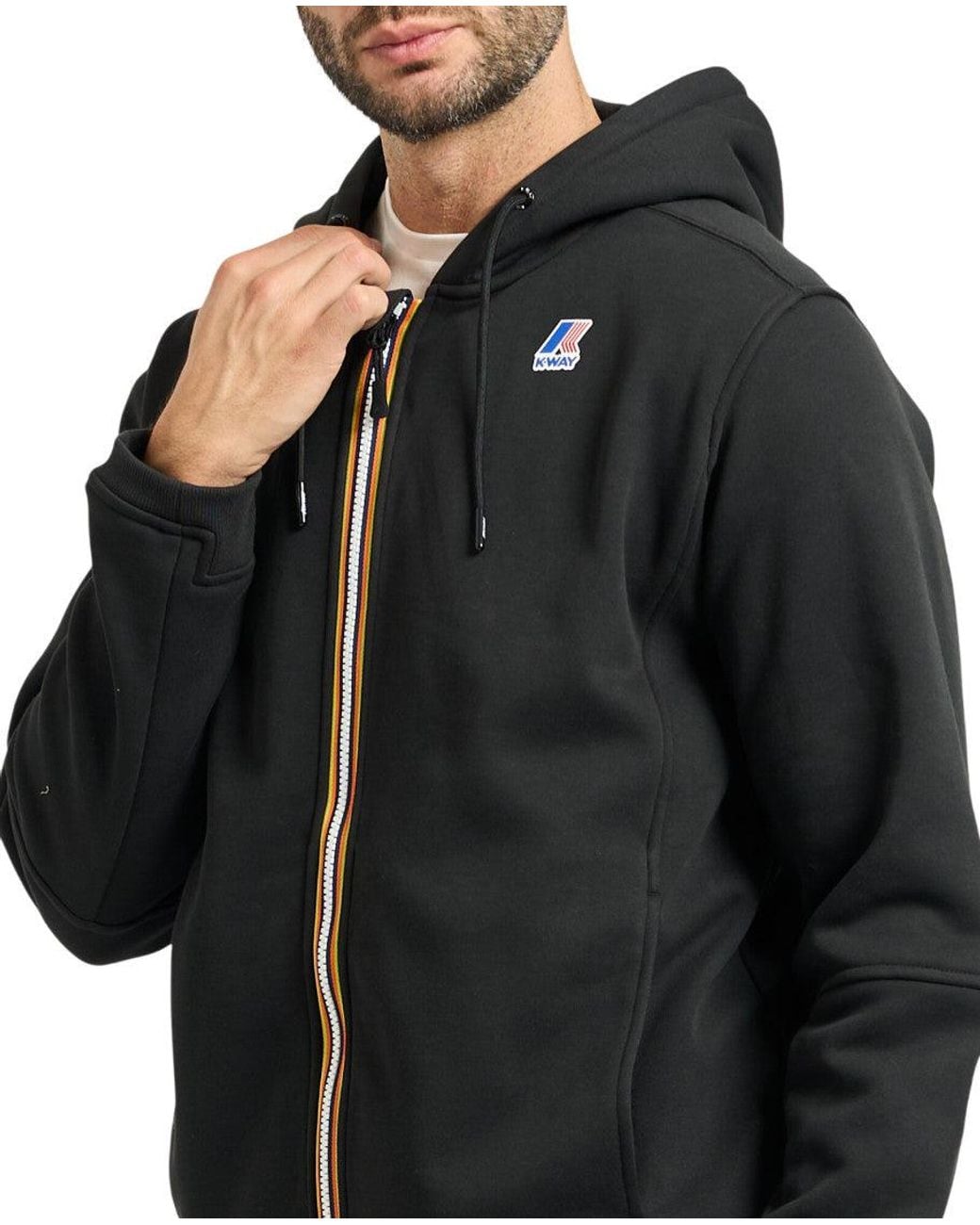 K-Way Black Zip Up Logo Hoodie for men