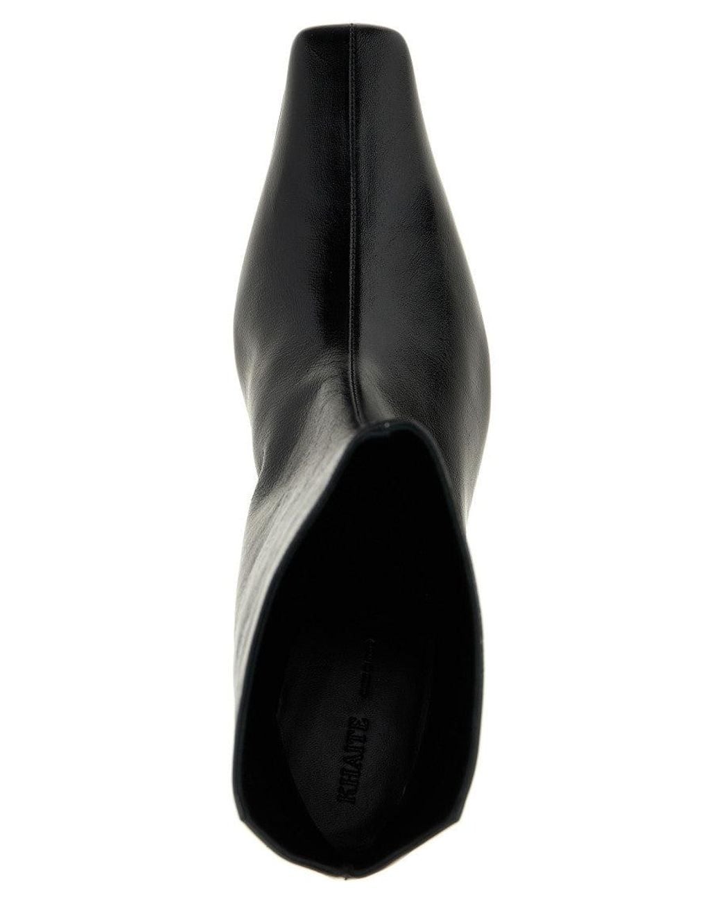 Khaite Black Square Toe Boots