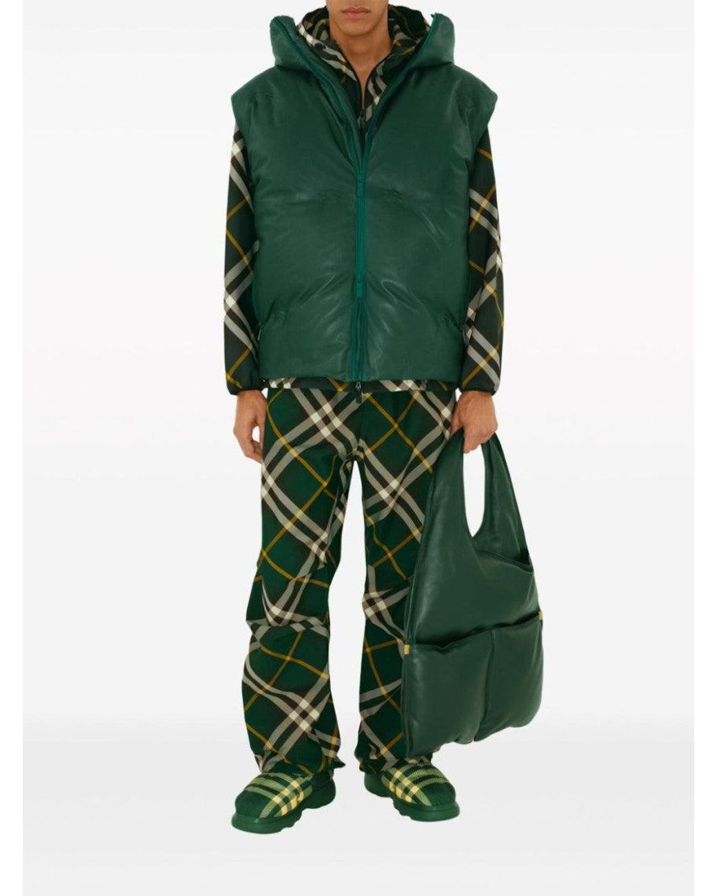 Burberry Green Dark Check Pattern Pant for men