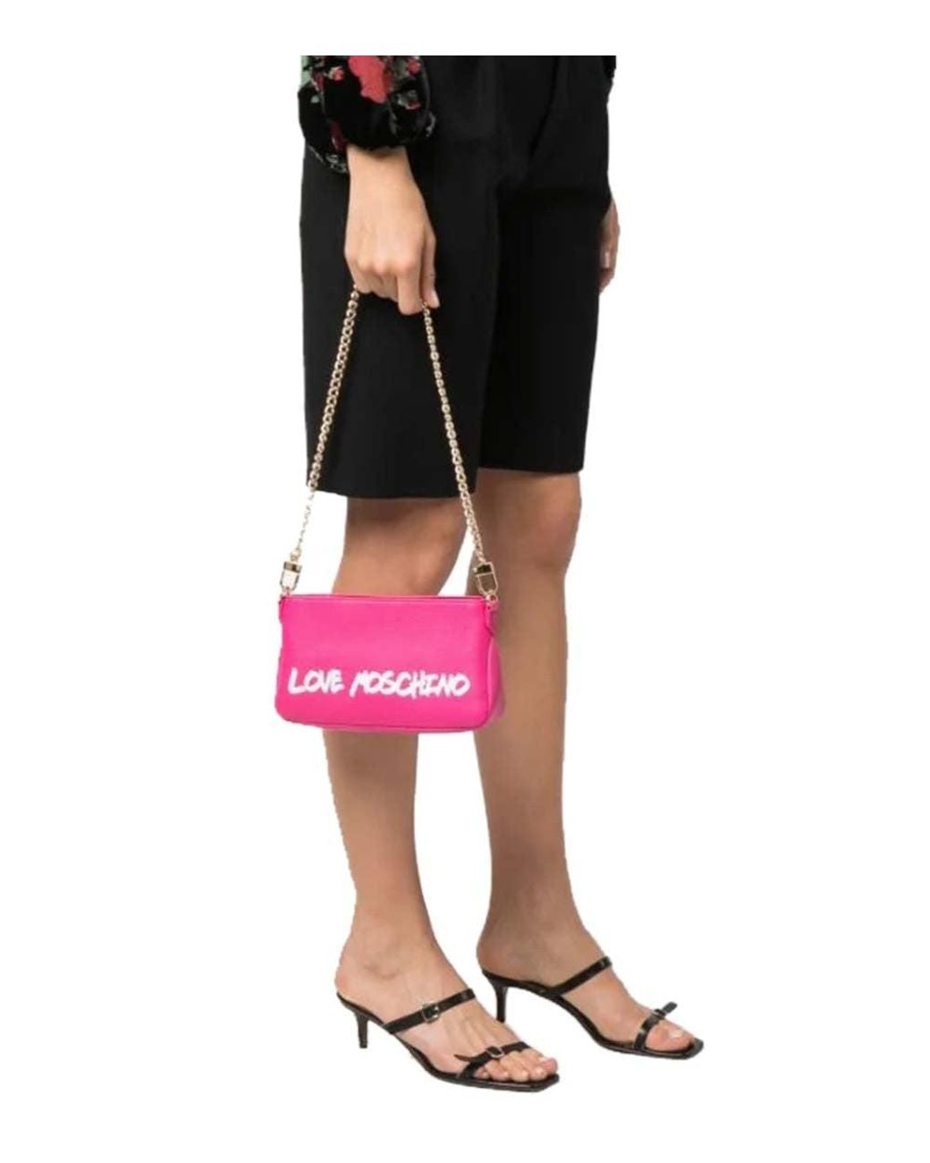 Love Moschino Pink Logo Small Shoulder Bag