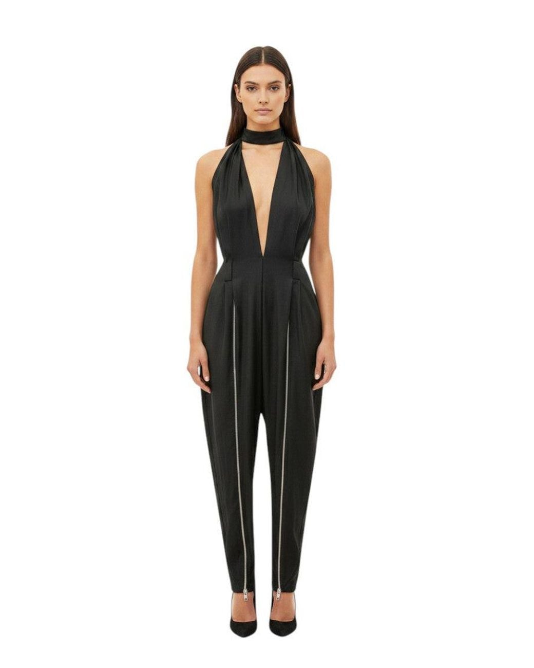 Coperni Black Solid Halter Neck Jumpsuit