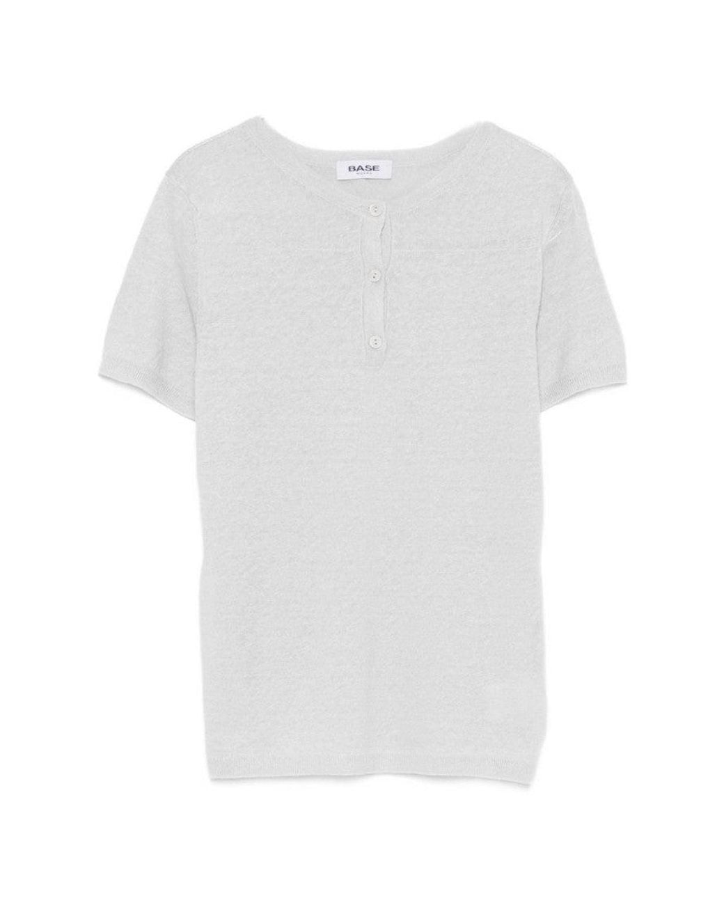 Base London White Solid Henley T-Shirt
