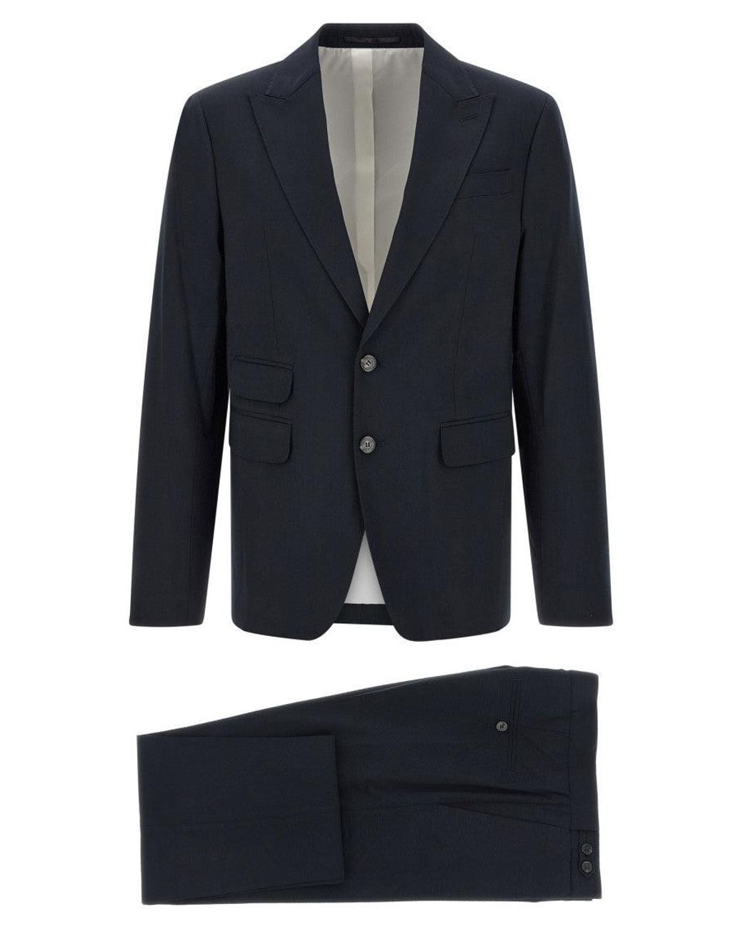 DSquared² Blue Peaked Lapel Suits for men