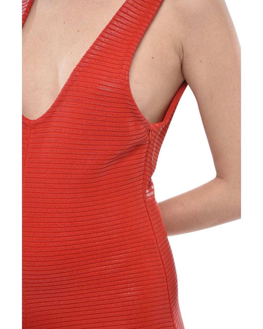 Alaïa Red V Neck Mini Dress