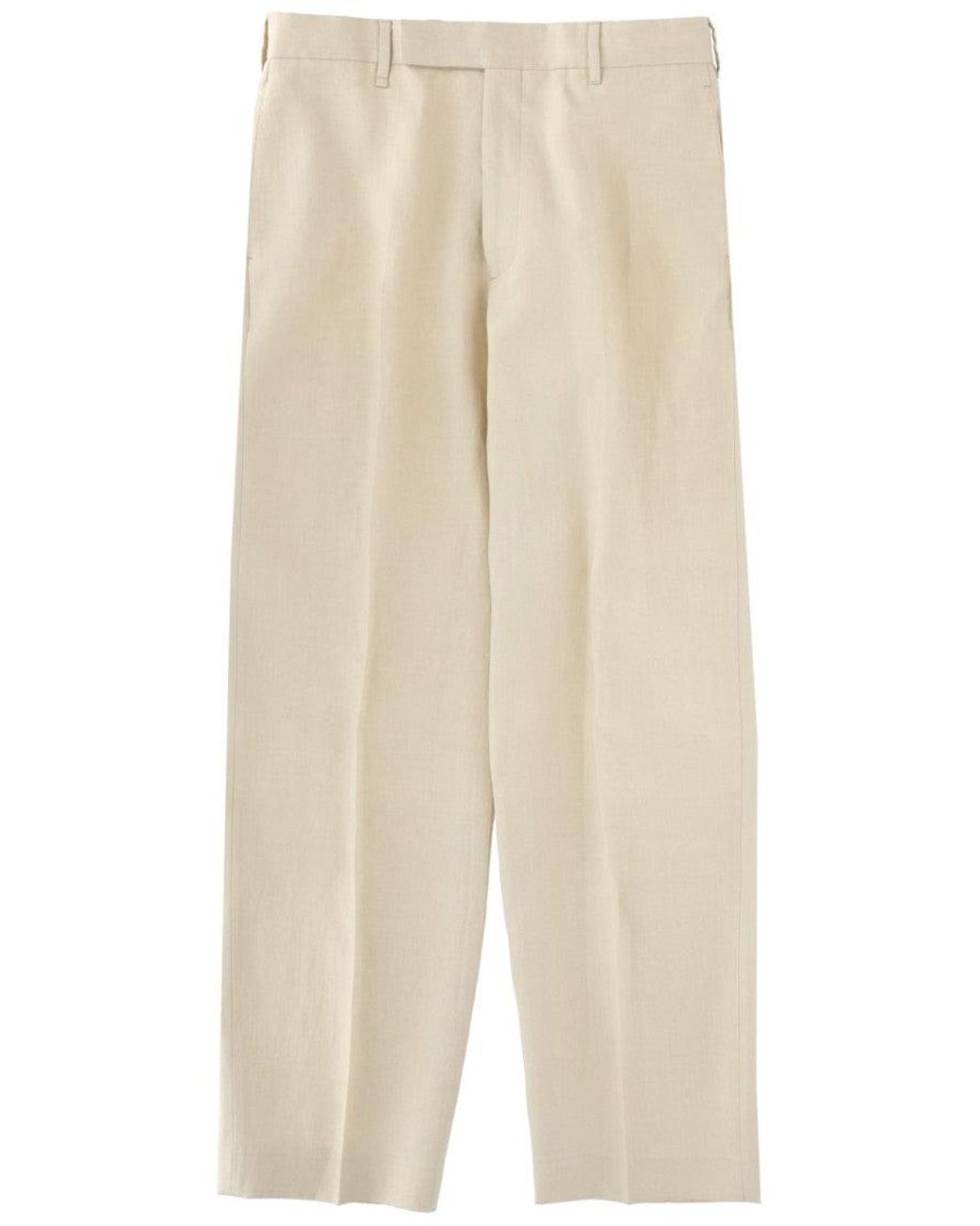 Paul Smith Natural Paul Smith Tailored Pleated Linen Trousers for men