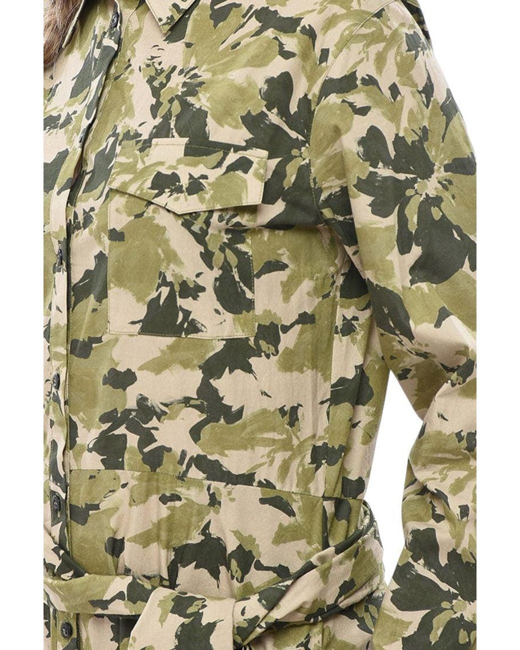 Woolrich White Floral Shirt Collar Maxi Dress
