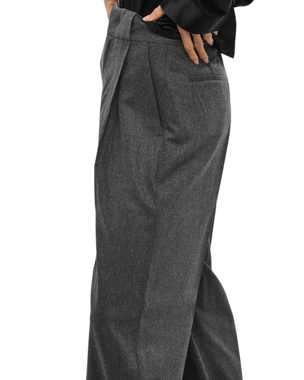 Sa Su Phi Black Loose Flat Front Pants