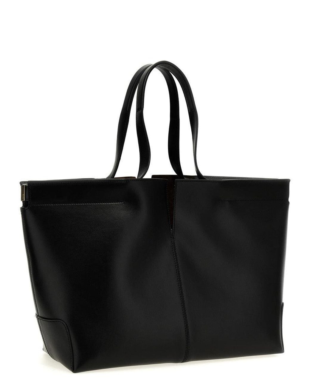 Tod's Black Structured Leather Shopper Tote Bag