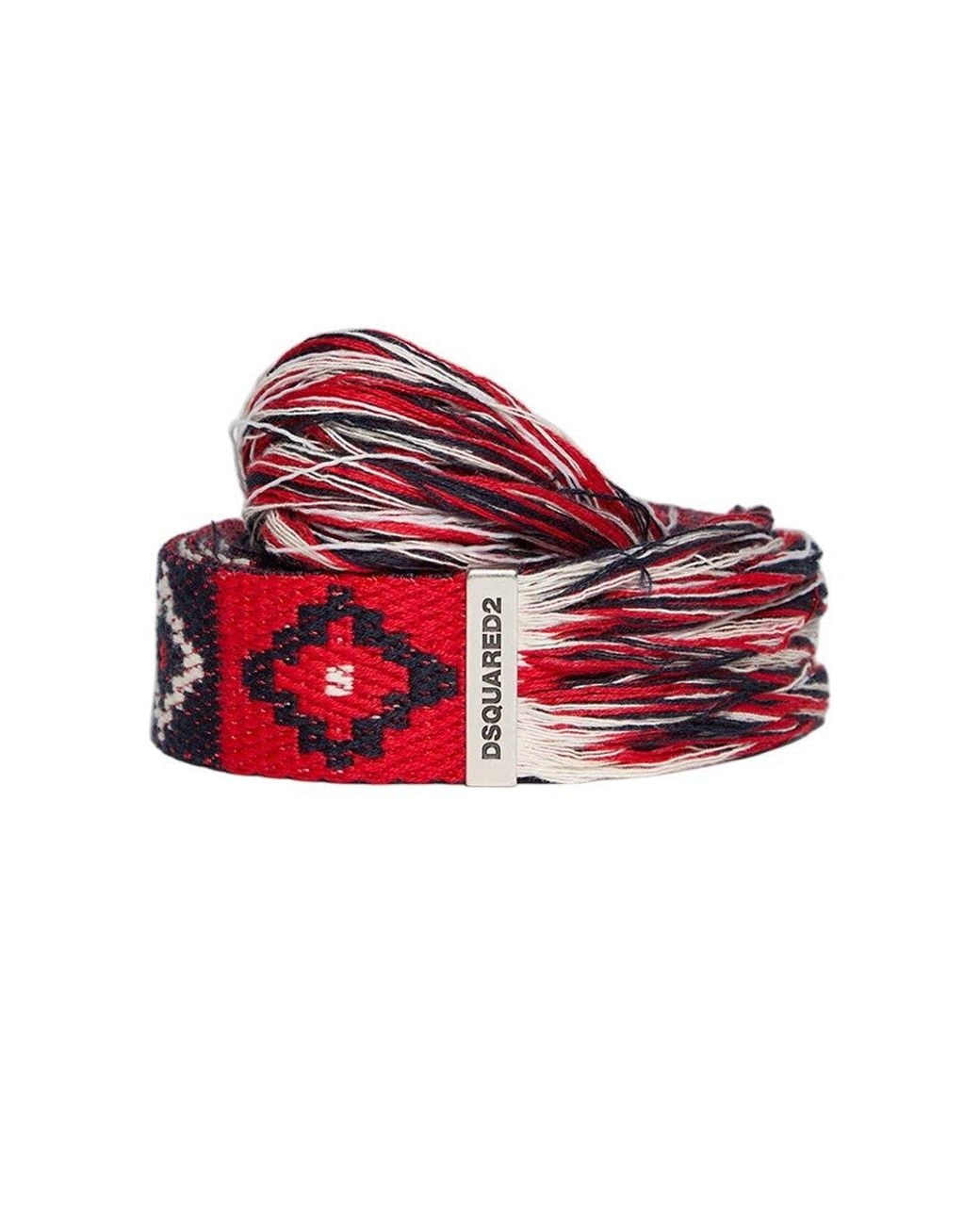 DSquared² Red Printed Tie Belt