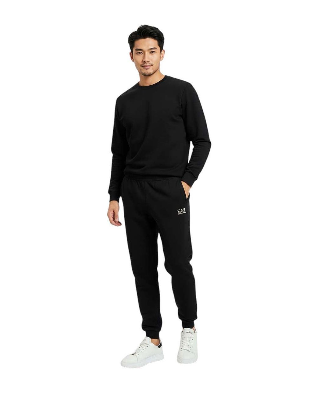 EA7 Black Regular Sweatpants for men