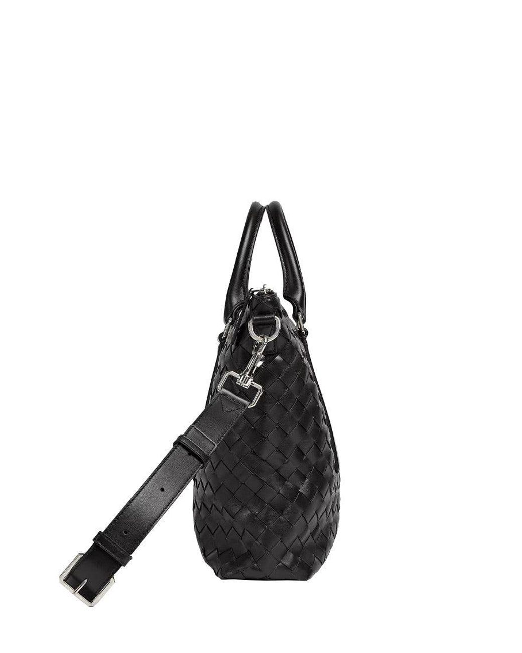 Bottega Veneta Black Avenue Intreccio Briefcase Bag for men