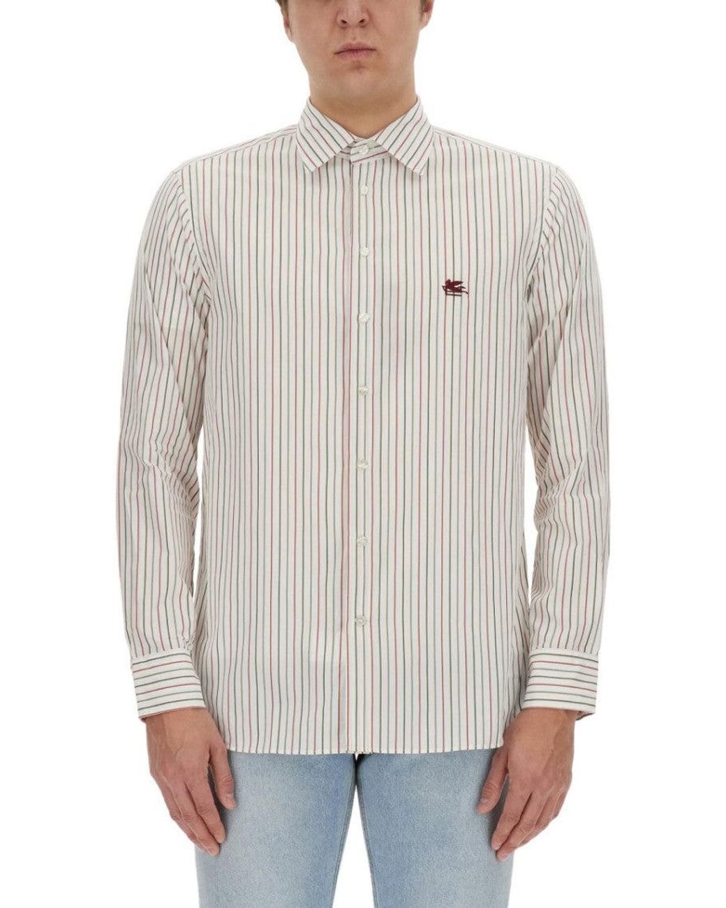 Etro Gray Regular Logo Shirt for men