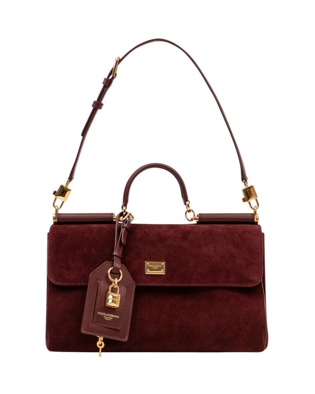 Dolce & Gabbana Purple Burgundy Sicily Medium Satchels