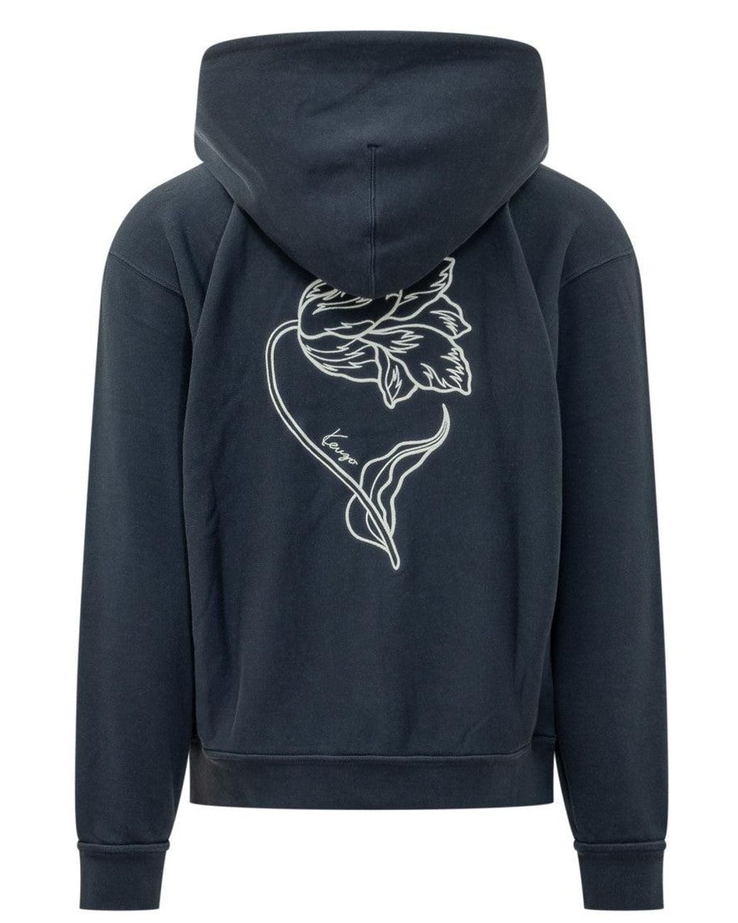 KENZO Blue Logo Zip Up Hoodie for men
