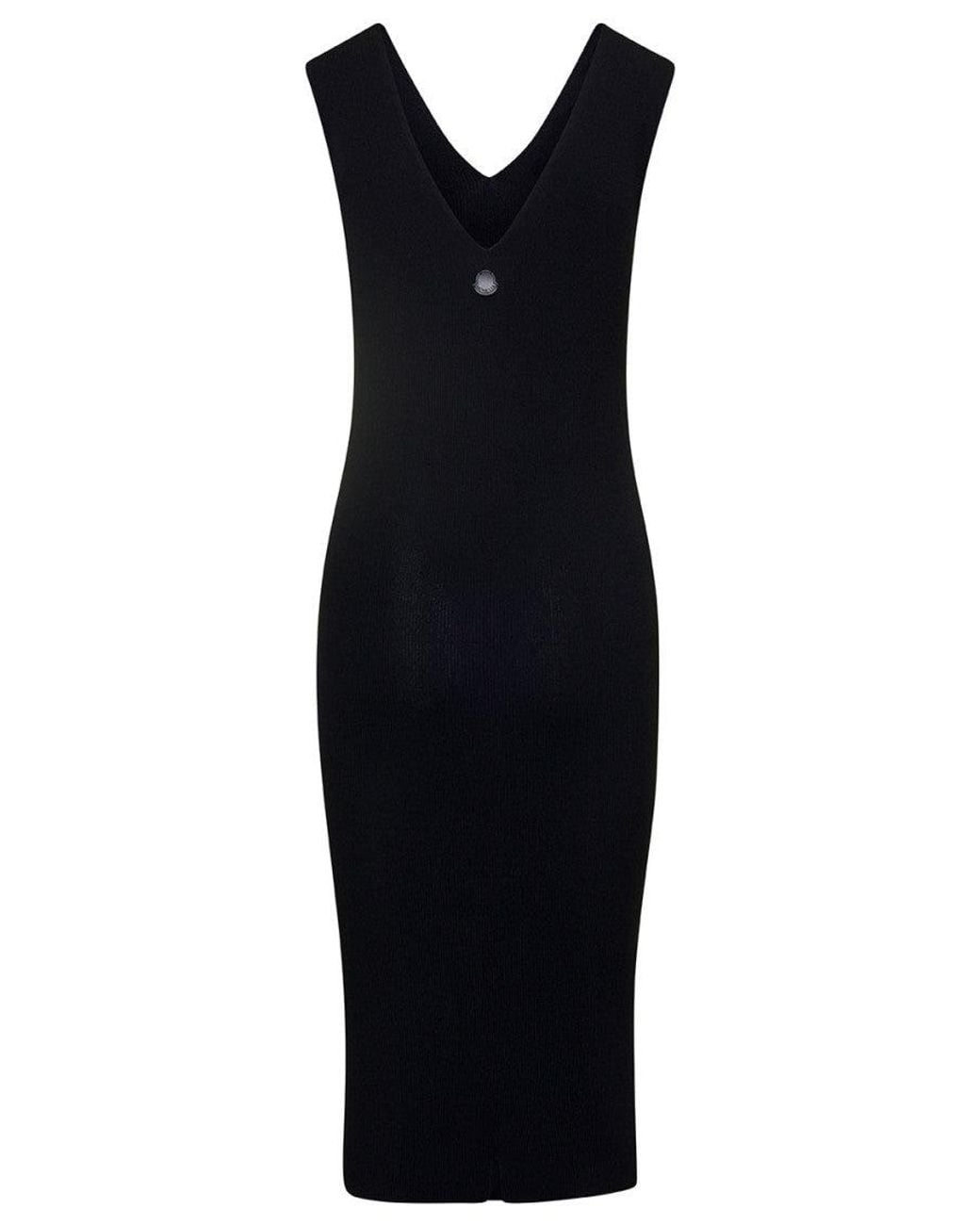 Moncler Blue Mini Sleeveless Knit Dress With Logo Pstch
