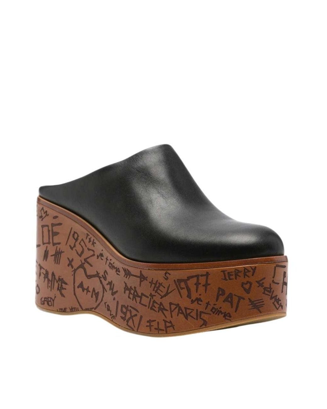 Chloé Brown Slip-On Wedges