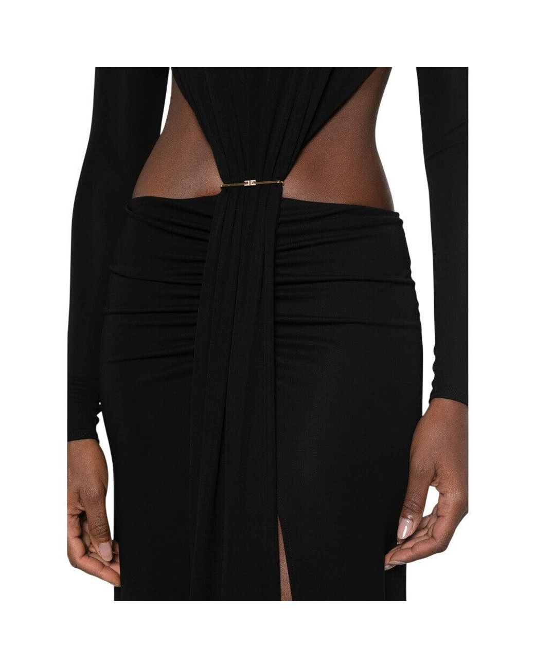 Elisabetta Franchi Black Boat Neck Maxi Dress