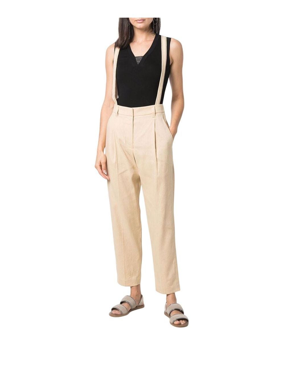 Brunello Cucinelli Black Solid V Neck Top