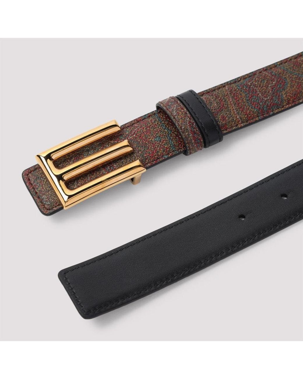 Etro Brown Paisley Signature Print Belt