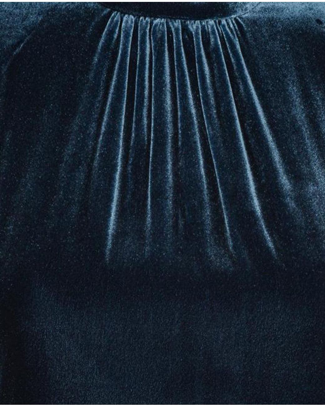 ROTATE BIRGER CHRISTENSEN Blue Dark Silk Velvet Ls Mini Dress