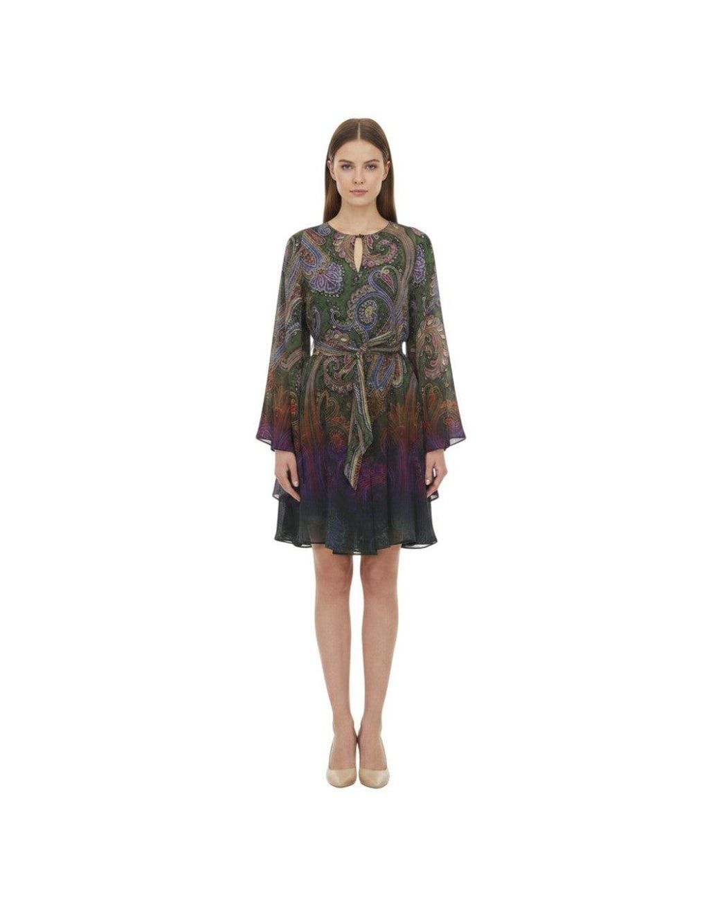 Etro Multicolor Paisley V Neck Mini Dress