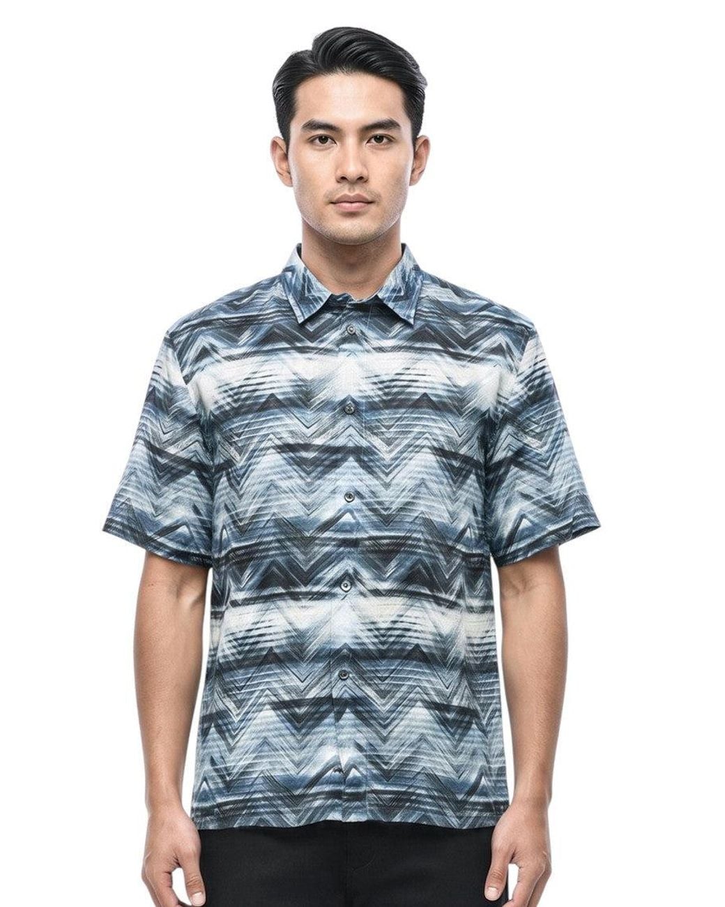 Missoni Blue Regular Printed Shirt for men