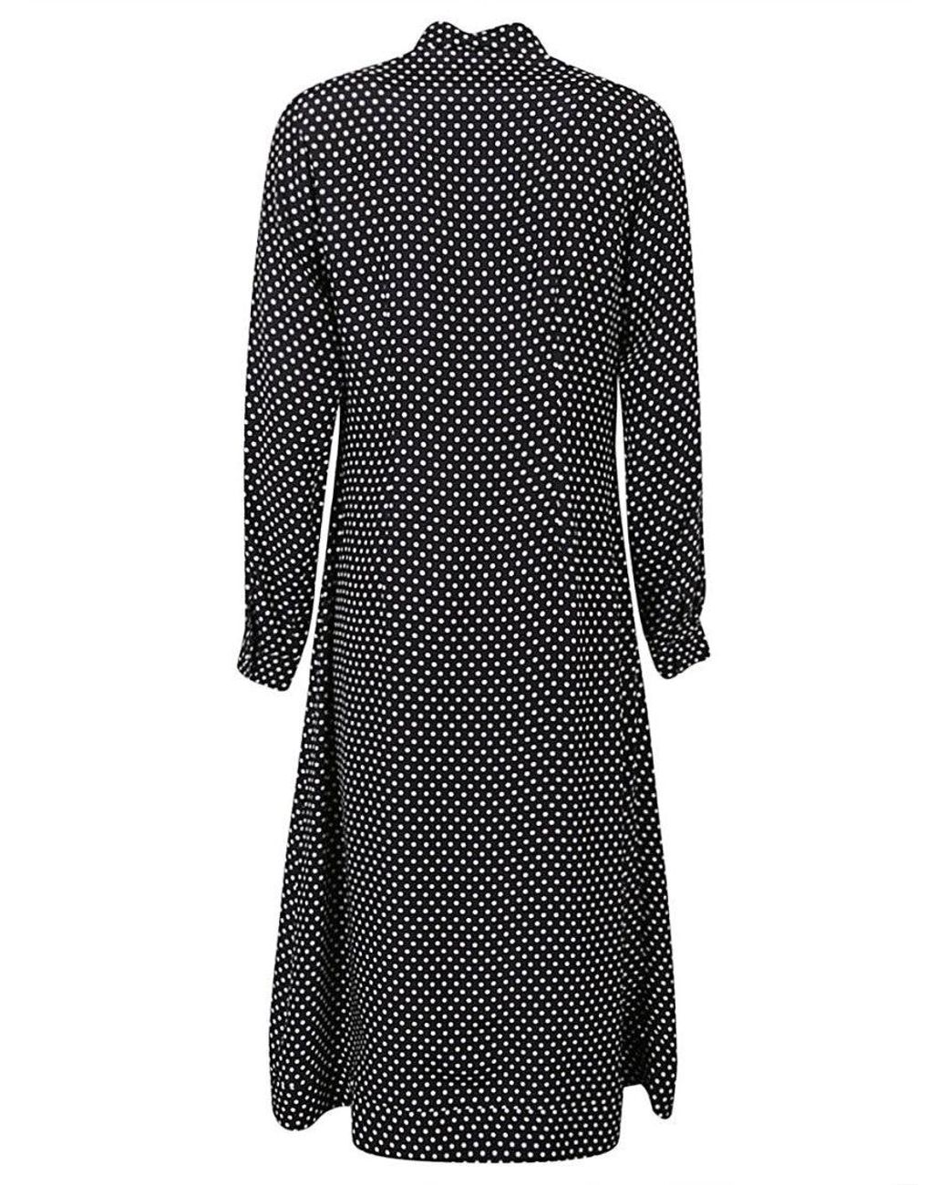 CRI.DA Gray Polka Dot Silk Midi Dress