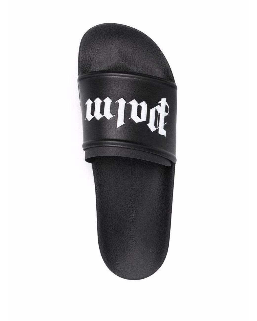 Palm Angels Black Logo Pool Slides for men