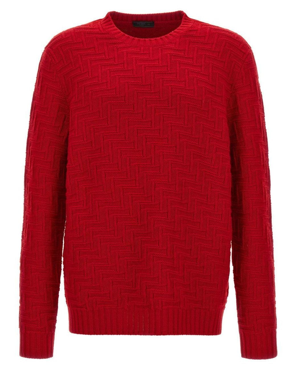 Prada Red Prada Geometric-Knit Virgin Wool And Cashmere Sweater for men