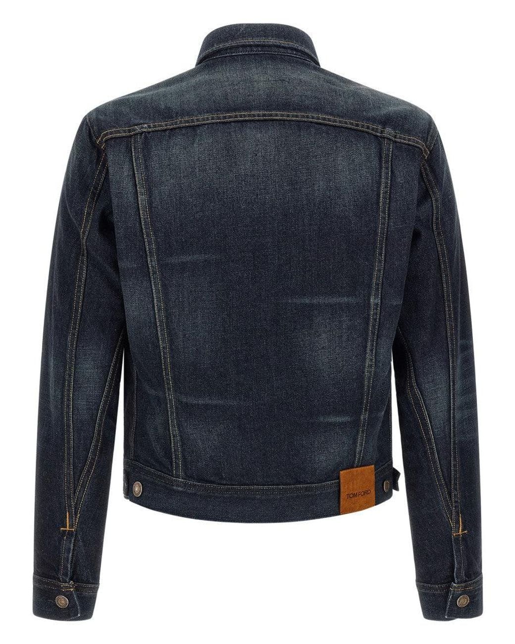 Tom Ford Blue Solid Shirt Collar Jacket for men