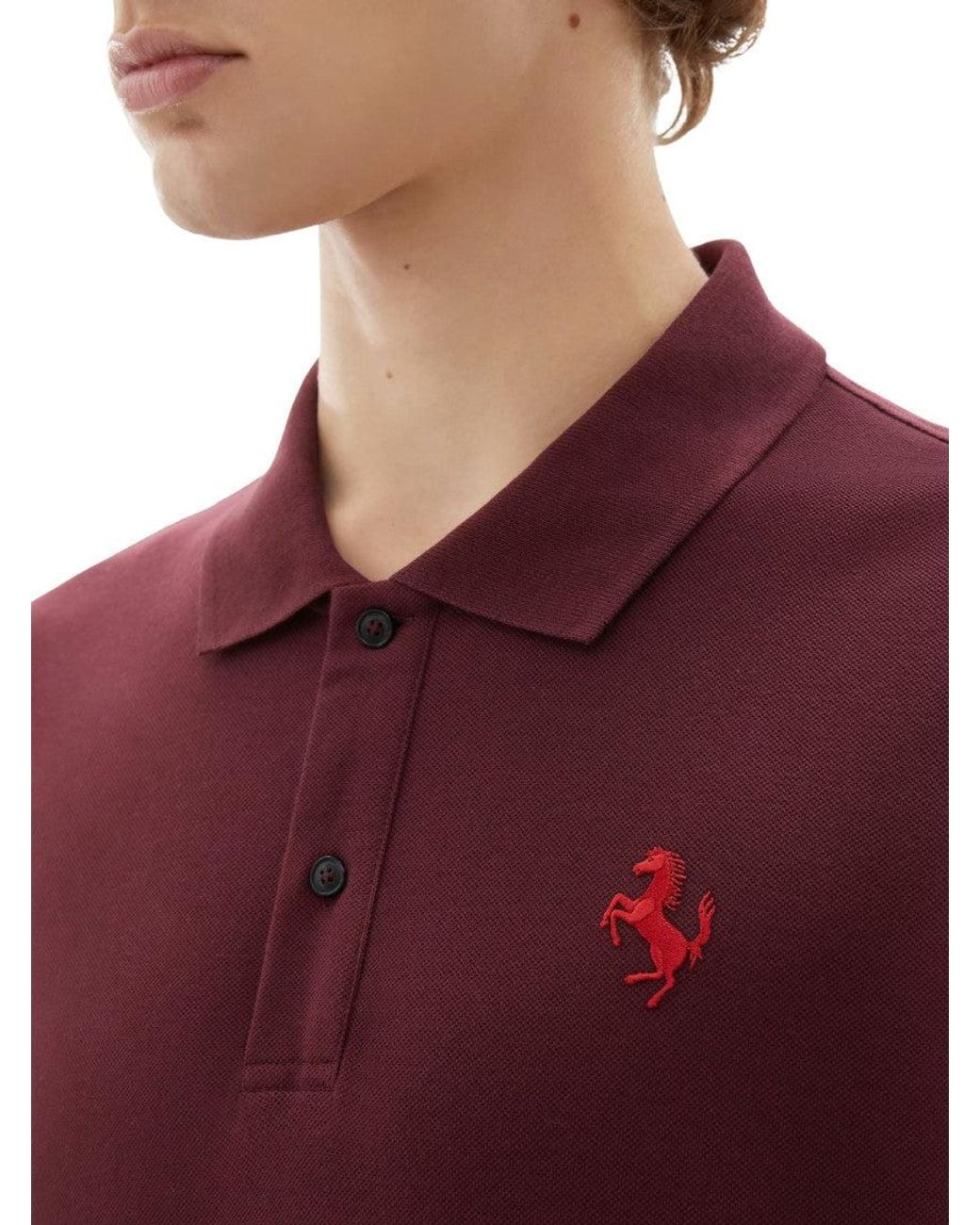Ferrari Red Shirt Collar Polo for men