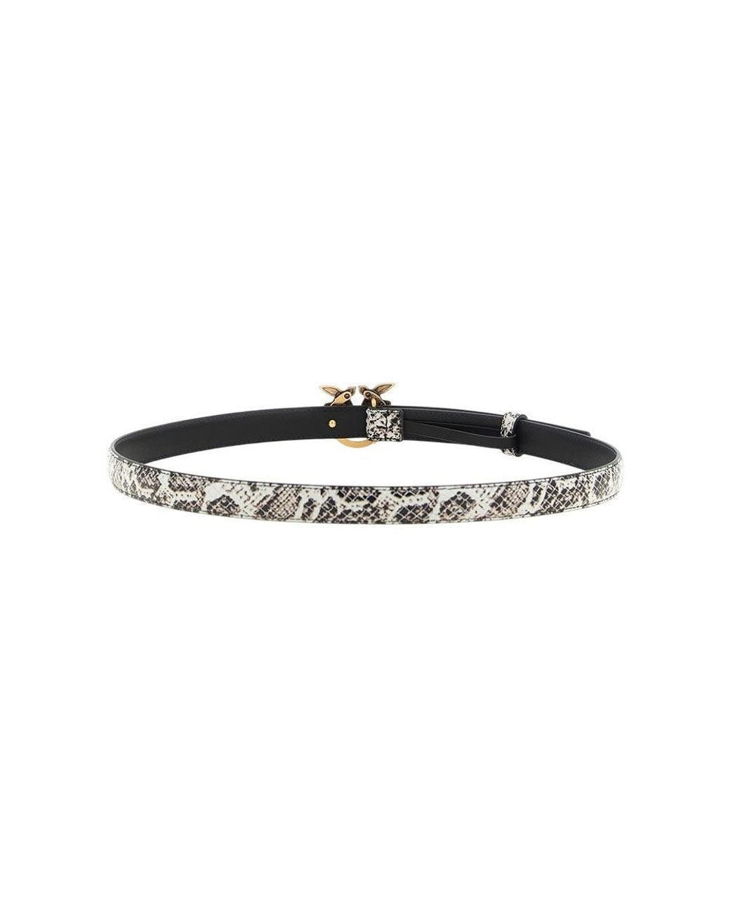 Pinko White Love Birds Animal Print Belt