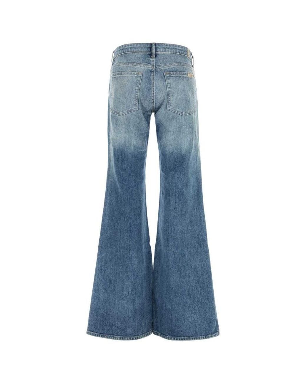 7 For All Mankind Blue Light Flared Low Rise Jeans