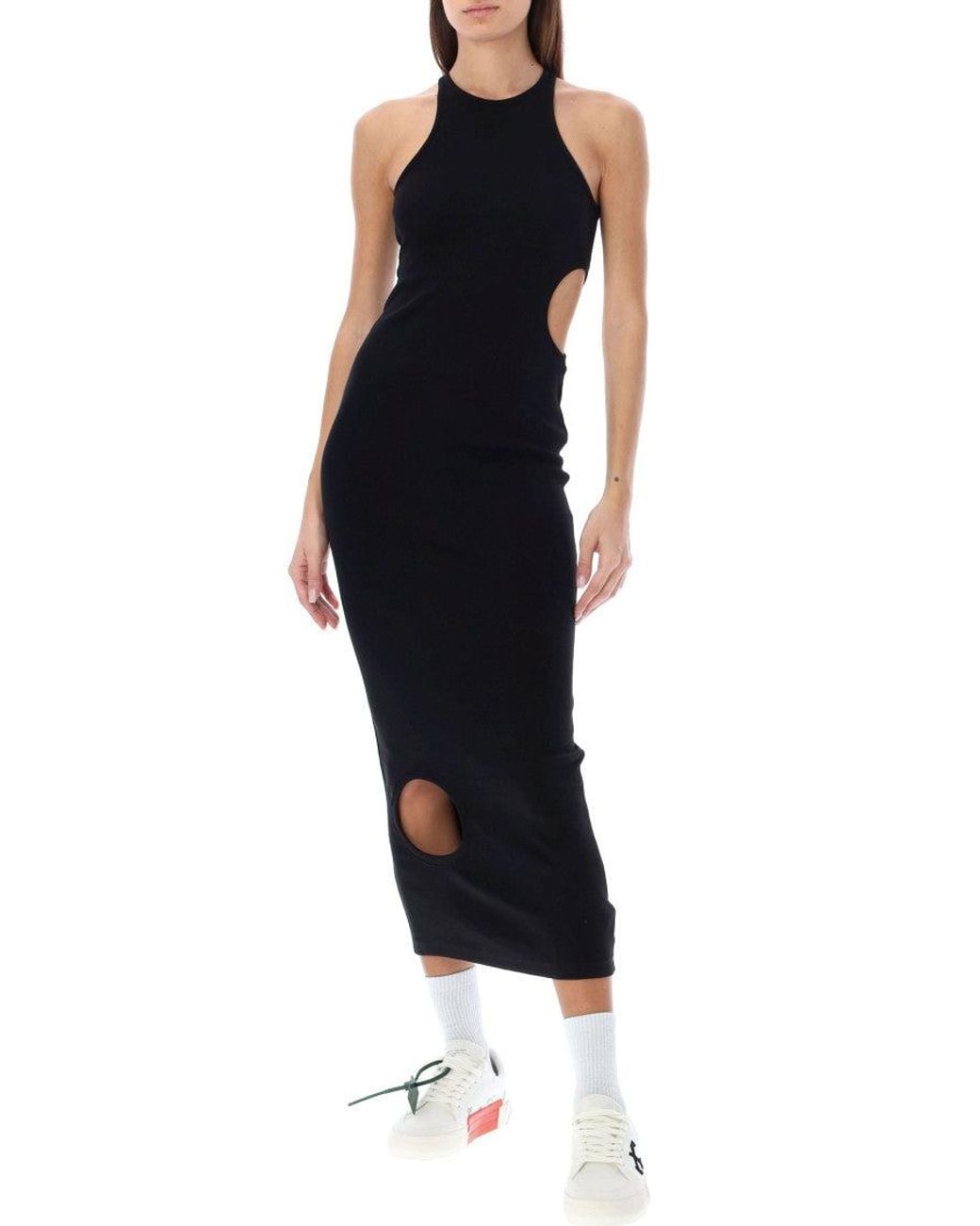 Off-White c/o Virgil Abloh Black Halter Neck Midi Dress